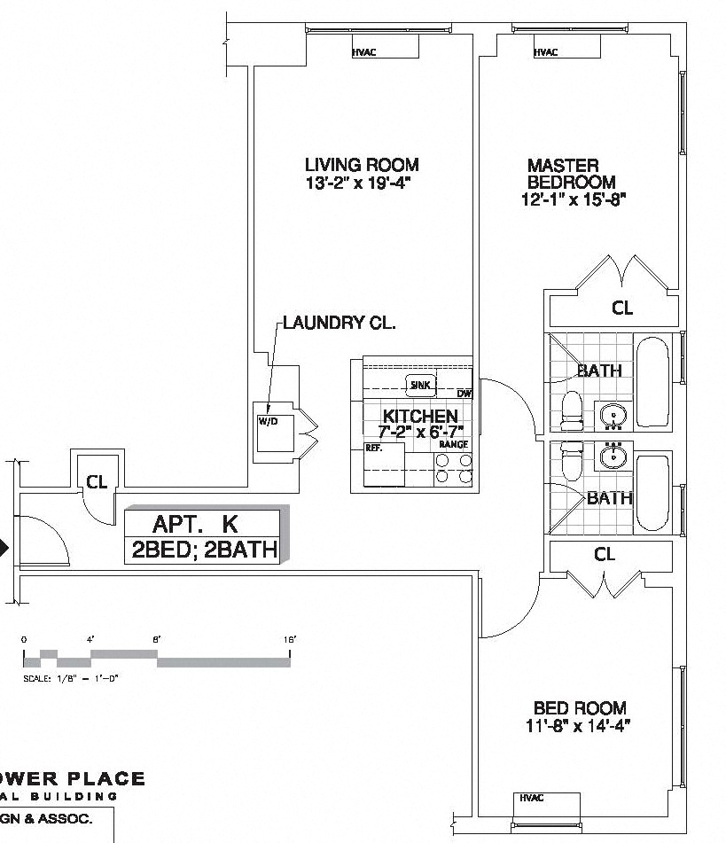 Floor plan for 2 beds, 2 baths, 1215 sqft